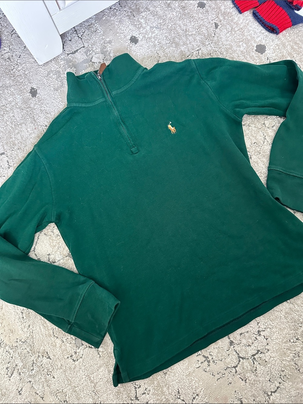 Polo by Ralph Lauren Forest‎ Green Quarter-Zip Sweater with Gold Pony